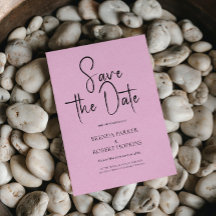 Ligero Lino Rosa Simple Guión Negro Guardar La Fec