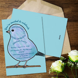 Invitación Light Azure 50th Birthday Cute Bird Dinner Party 