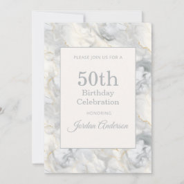 Invitación Light Beige Gray Marble 50th Birthday
