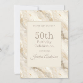 Invitación Light Beige Marble 50th Birthday