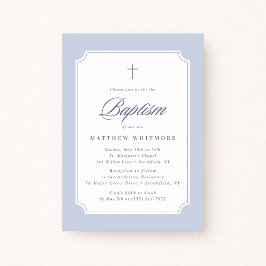 Invitación Light Blue Clipped Corners Baptism Invitation