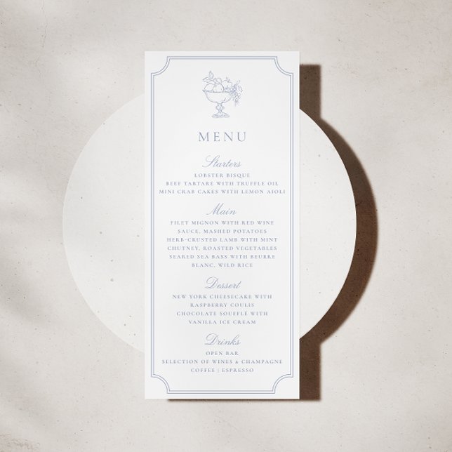 Invitación Light Blue Double Frame Wedding Menu (Subido por el creador)