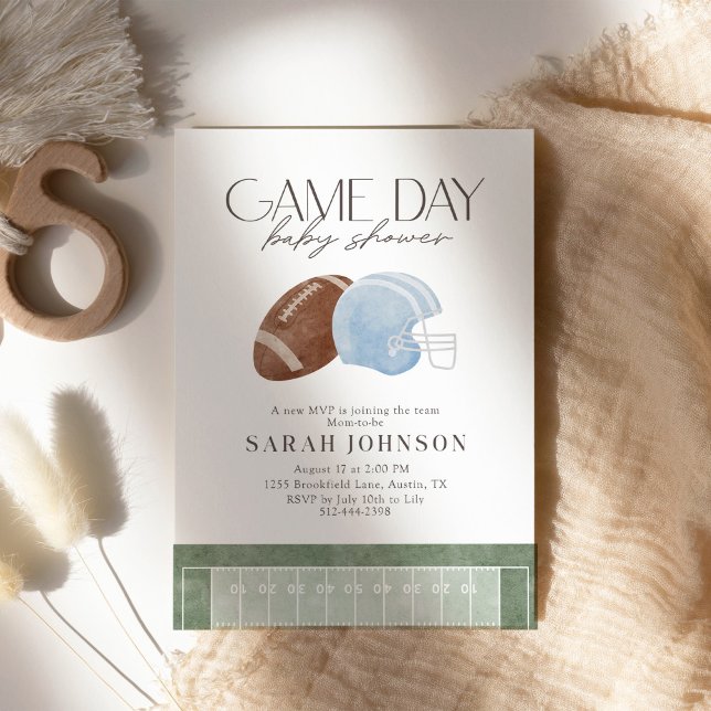 Invitación Light Blue Game Day Football Baby Shower (Subido por el creador)