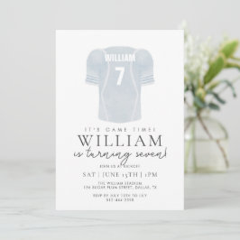 Invitación Light Blue Game Time Football Jersey Birthday