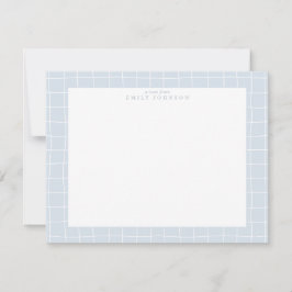 Invitación Light Blue Grid Frame Note Card