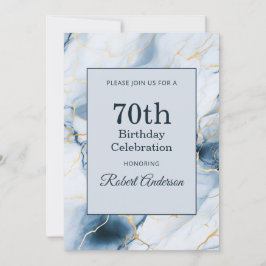 Invitación Light Blue Marble 70th Birthday