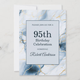 Invitación Light Blue Marble 95th Birthday