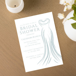 Invitación Light Blue Sparkle Wedding Dress Bridal Shower