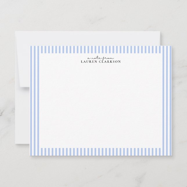 Invitación Light Blue Stripe Border Note Card (Anverso)