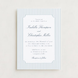 Invitación Light Blue Stripe Framed Wedding Invitation
