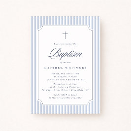 Invitación Light Blue Striped Baptism Invitation