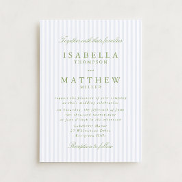 Invitación Light Blue Striped Classic Wedding Invitation