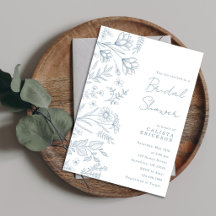 Light Blue Toile Bridal Shower Invitation