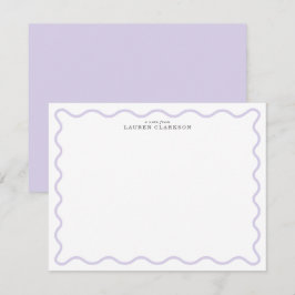 Invitación Light Lavender Modern Wavy Border Note card