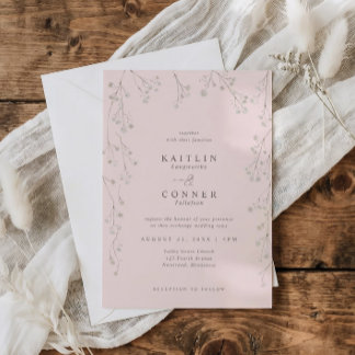 Invitación Light Pink Baby's Breath Wildflower Boho Wedding