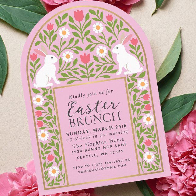 Invitación Light Pink Folk Art Easter Brunch Arch Invitation (Subido por el creador)