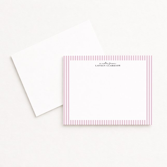 Invitación Light Pink Stripe Border Note Card (Subido por el creador)