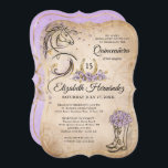 Invitación Light Purple and Gold Quince Rustic Horse Birthday<br><div class="desc">Planning a light purple and gold horse themed party for a cowgirl quinceañera (XV) / fairy tale sweet 16 birthday, western wedding or other special event? Create your own unique, personalized rustic ranchera horse quinceanera invitations with a pretty DIY template that spotlights original art by Raphaela Wilson. The fiesta country...</div>