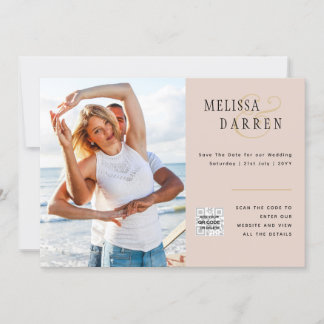Invitación Light Terracotta PHOTO Wedding SAVE DATE QR CODE