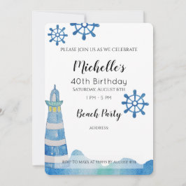 Invitación Lighthouse Beach Watercolor Pintado a mano