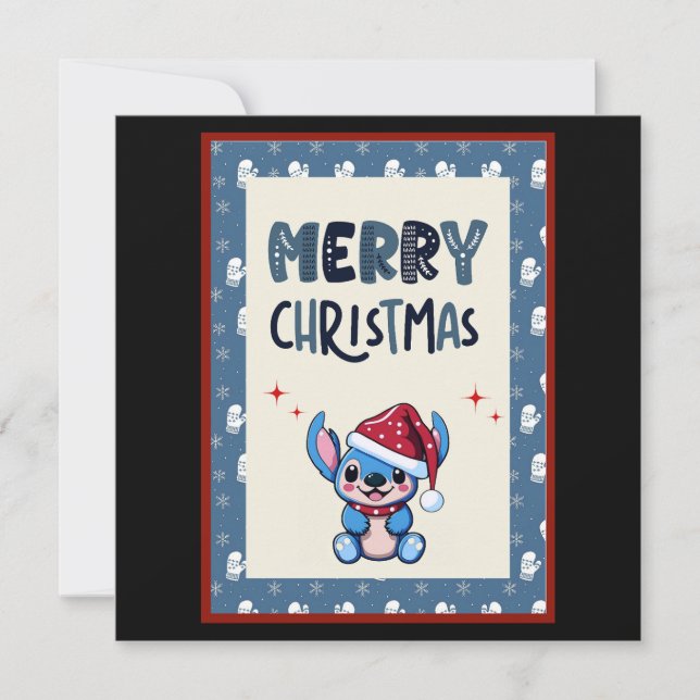 Invitación Lil Blue Cutie Dice "Feliz Navidad" (Anverso)