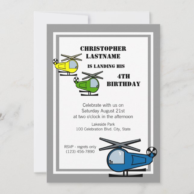 Invitación Lil' Chopper Gray (Anverso)