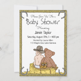 Invitación Lil' Cowboy y el Baby Shower de Teddy Bear Boy