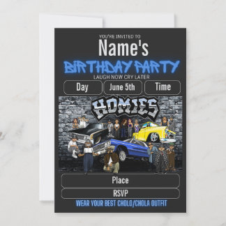 Invitación Lil Homies Birthday Invitation, Cholo 90s Theme