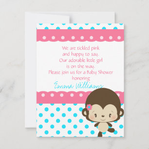 Invitación Lil Miss Monkey Baby Shower Invitación-Rosa-Azul