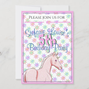 Invitación Lil Palomino Unicornio Cumpleaños (rosa/púrpura)