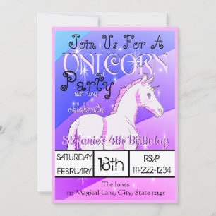 Invitación Lil Pink Palomino Unicorn (cumpleaños del arco iri