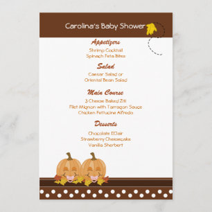 Invitación Lil Pumpkins Fall Personalizado Menú Baby Shower