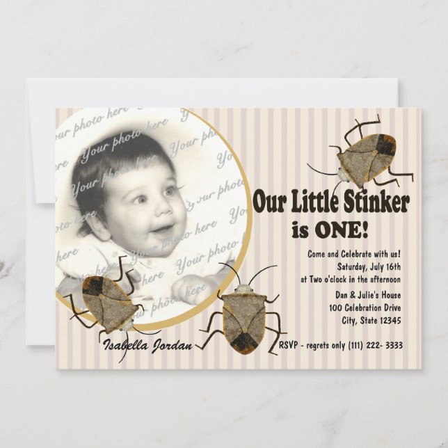 Invitación Lil Stinker primer cumpleaños (Anverso)