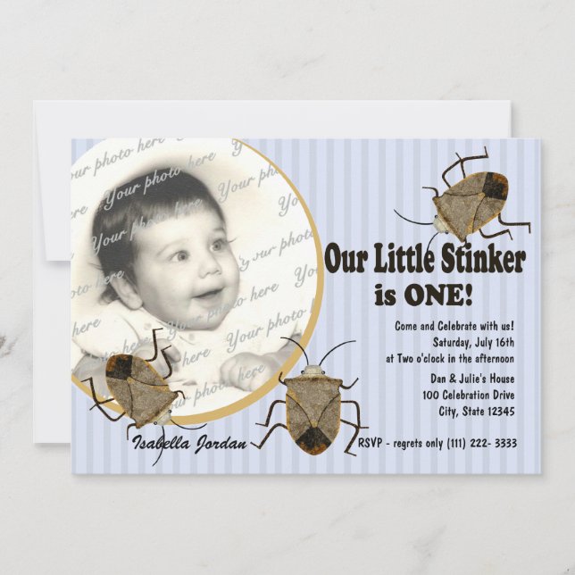 Invitación Lil Stinker primer cumpleaños (Anverso)