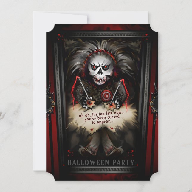 Invitación Lil Voodoo Doll Skeleton Halloween Party (Anverso)