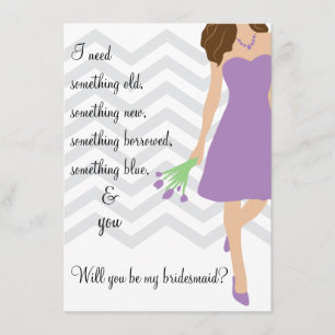 Invitación Lila Chevron púrpura usted será mi dama de honor