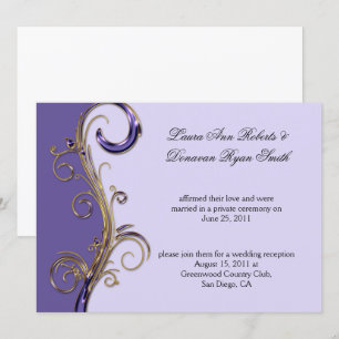 Invitación Lila Lavanda Púrpura y Dorado Remolino Ornamentado