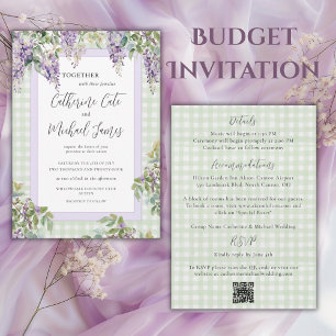 Invitación Lila Morado Presupuesto Vegetación Boda Elegante