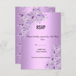 Invitación Lila púrpura plateado moderno floral ELEGANTES RSV