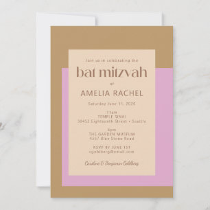 Invitación Lila Rosa Dorado Moderno Geométrico Bat Mitzvah