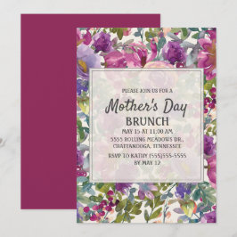 Invitación Lila Rosa Floral de Acuarela para el Día de la Mad