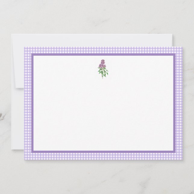 Invitación Lila y Gingham (Anverso)