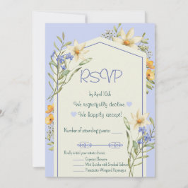 Invitación Lilac And White Wildflowers Geometric RSVP Card