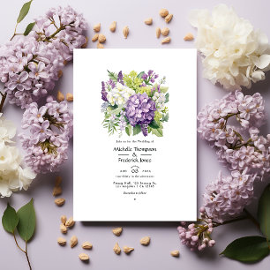 Invitación Lilac, apio y Boda floral blanca