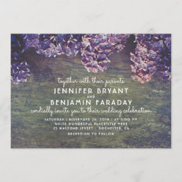 Invitación Lilac Blooming Rama Boda de Madera Rústica