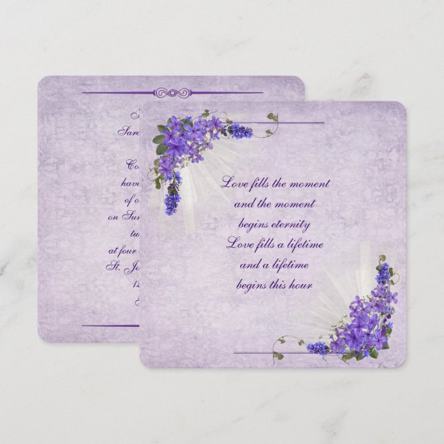 Invitación Lilac Boda (Anverso / Reverso)
