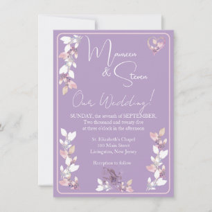 Invitación Lilac, Boda floral de Hues blancos y rosados