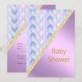 Invitación LILAC BONITO Mermaid BABY SHOWER INVITATION Gold