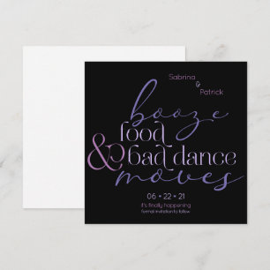 Invitación Lilac Booze Comida mala danza se muda SaveDate