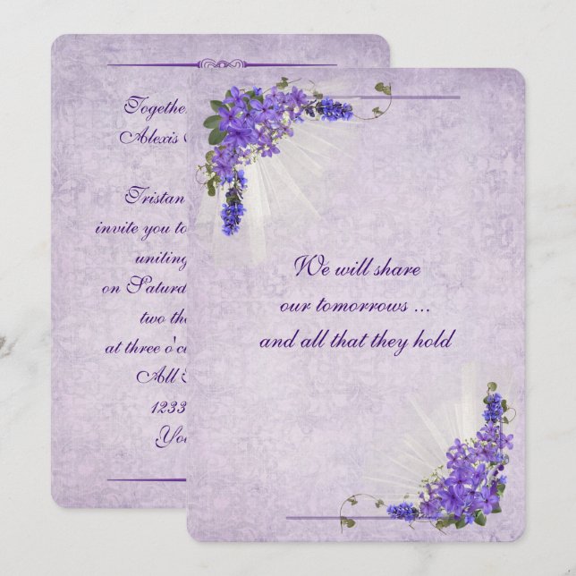 Invitación Lilac Bouquet Boda (Anverso / Reverso)